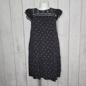 Torrid Mini Rayon Slub Crochet Yoke Shift Dress, size 1